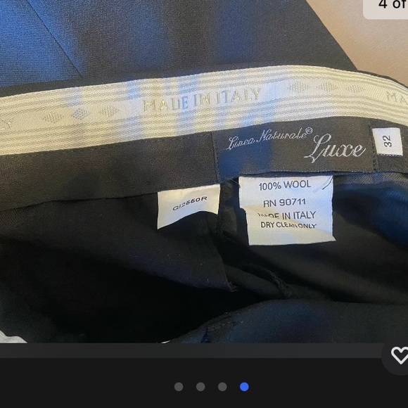 Linea Naturale Luxe Super 100s Wool Gaberdine Trousers men’s size 32-34 - Picture 4 of 4